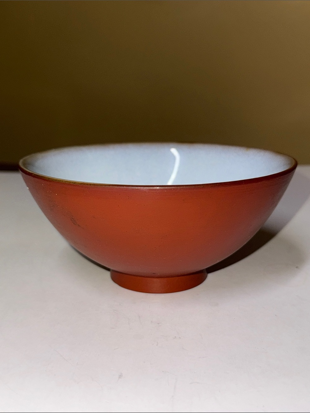 Yixing Zisha Bowl with White Glazed Interior - Signed - China -Mid 20th Century